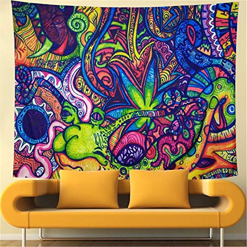 Flower Arabesque Tapestry Retro Pattern Wall Hanging Psychedelic Tapestry Abstract Figure Wall Tapestry Hippie Arabesque Tapestry Ethnical Intricate Wall Decor for Bedroom Decor