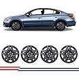 ROXX 16 inch hubcaps Set of 4 for 2007-2012 Nissan Altima, Snap-On Replacement Exterior Accessories PP Material 16" Wheel Cover No Logo in The Middle(Black Matte)