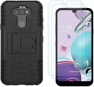 LG Aristo 5 Case, LG Phoenix 5, LG K8X, LG Tribute Monarch, LG Fortune 3, LG Risio 4 Cases with HD Screen Protector, Yiakeng Shockproof Protective with Kickstand for LG K31 (Black)