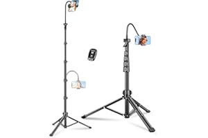 VICTIV 86" Tripod for iPhone, Stable & Tall Phone Tripod with Remote and Flexible Gooseneck, Overhead Phone Tripod Stand for Video Recording/Watching/Cooking/Fitness/Vlogging