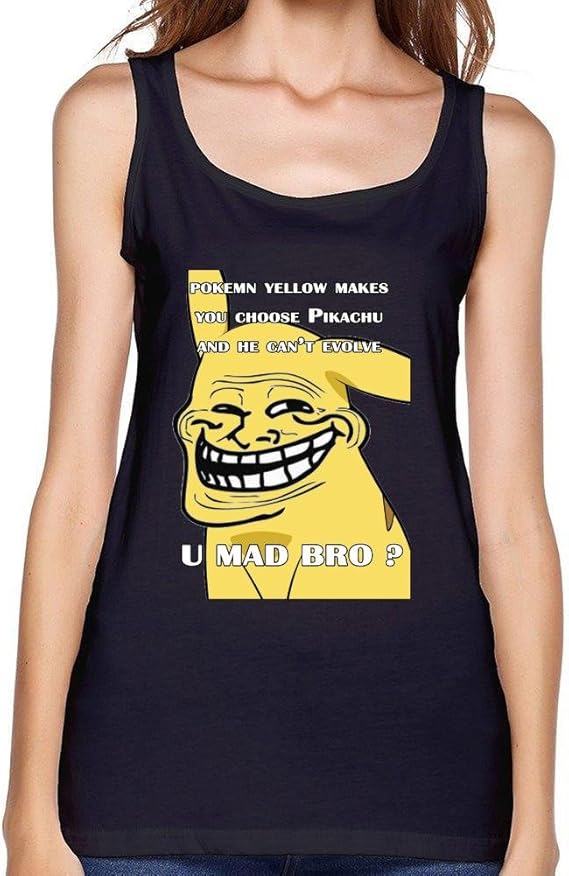 Téléchargement gratuit Images Sljd Women S Troll Face Pikachu Cool Face U Mad Design Tank Top dernière salutations