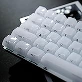 Womier Keyboard Keycaps Jelly, Ceramic Keycaps Style, Shine Through Keycap | White Clear Side Printed Custom 60 65 75 100 Percent for Cherry MX, Outemu, Gateron Mechanical Keyboards(MDA Profile)