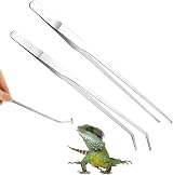 Fizzix 2 Pcs Extra Long Reptile Feeding Tongs 10.6in Straight Curved Tweezers view 1