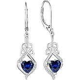 Rocayi Irish Celtic Knot Earrings for Women 925 Sterling Silver Dangle Drop Infinity Leverback Earrings with Birthstone Good Luck Jewelry Gifts for Women Her