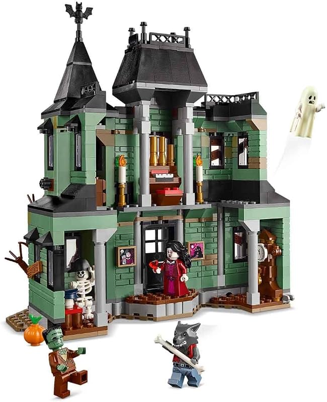 Criador 3 em 1 Haunted Mansion - Casa de Brinquedos Interativa Transformável em Navio Fantasma ou Comboio - 5 Minifigures Inc. Frankenstein e Lobisomem - Presente para Rapazes e Raparigas 9+ Anos 31167