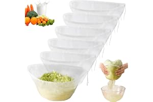 6PCS Cheesecloth Bags for Straining Fine Mesh Cheese Cloths Bags with Drawstring Reusable for Straining Nut Milk Juice Soy Mi