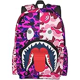 Vkaxopt Backpack Shark Teeth Camo Backpacks Travel Laptop Daypack Big Capacity Bookbag Fashion Durable for Men and Women