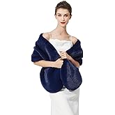 BEAUTELICATE Women's Faux Fur Shawl Winter Wedding Stoles Wrap for Bridal Evening Party