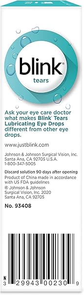 BLINK TEARS LUBRICATING EYE DROPS, MOISTURIZING & SOOTHING FOR MILD TO MODERATE DRY EYES, WITH HYALURONATE, REDUCES DISCOMFORT, LONG-LASTING HYDRATION, SOOTHES & MOISTURIZES, 1 FL OZ