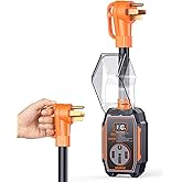 GEARGO 𝟐𝟎𝟐𝟔 Smart RV Surge Protector 50 amp with 20,000J, Auto Shutoff & Reset, Real-time LED Digital Display, IP68 50 am