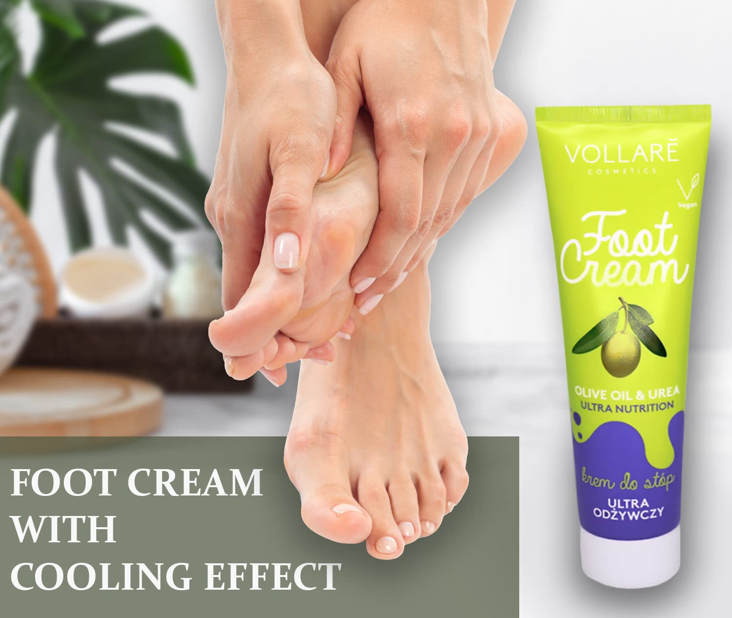 VERONA PRODUCTS PROFESSIONAL Urea Foot Cream for Dry Cracked Feet with Olive Oil - Athletes Foot Treatment Cooling Effect - Nourishing Foot Repair Cream