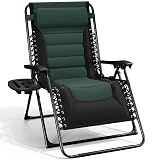 Nestl Outdoor Padded Zero Gravity Chair, Patio Lounge Chair Outdoor Recliner, Oversized Anti Gravity Lounger with Adjustable Headrest and Cup Holder, Foldable for Camping, Yard - Black/Forest Green