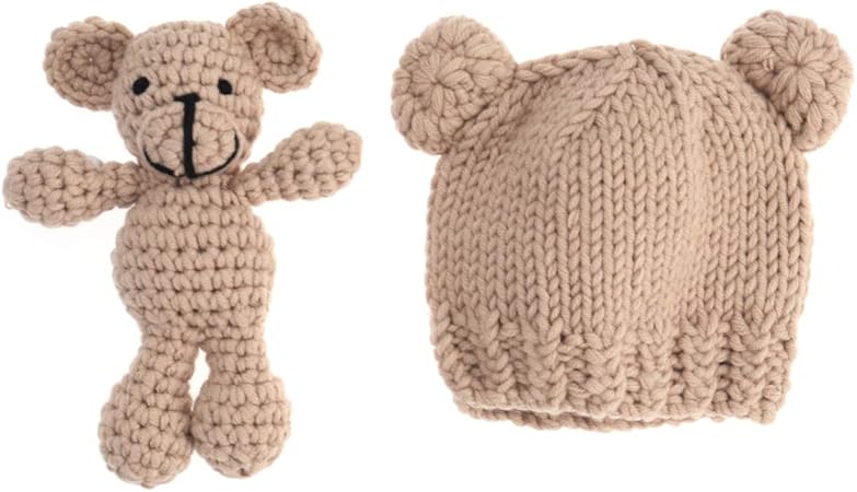 Amazon Toyandona 幼児の写真かぎ針編みのおもちゃは 男の子の女の子の写真撮影のためのクマの帽子の写真アクセサリーを編んだ おもちゃ おもちゃ