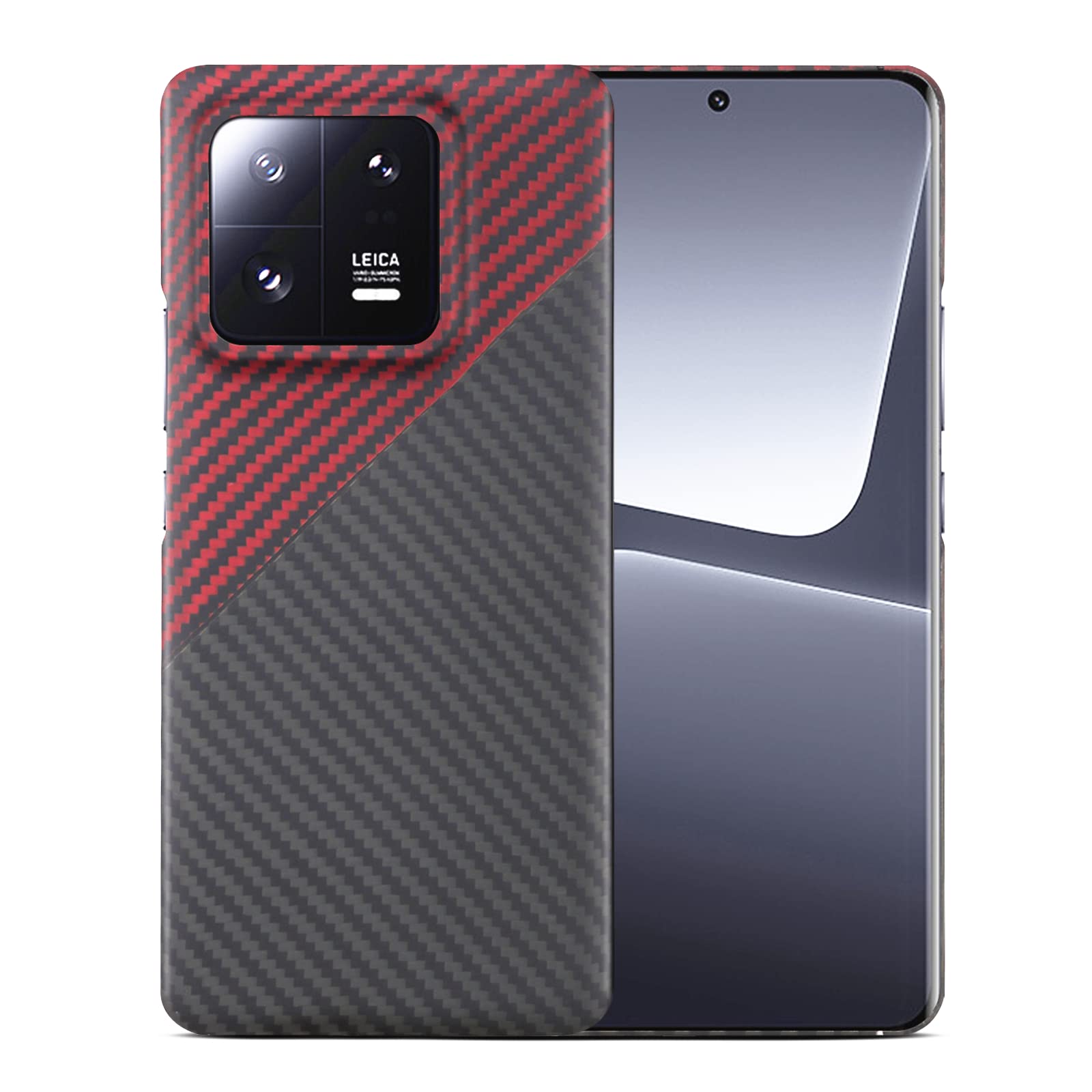 Slim and Lightweight Aramid Carbon Fiber Case for Xiaomi 13 Pro (Red Black)