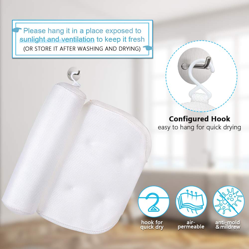 Bath Pillow, RUEOO Spa Pillow for Women &Men with 4D Air Mesh and Non-Slip Suction Cups, for Neck, Head & Shoulders Support Bathroom Pillow, Soft and Quick Drying : Beauty