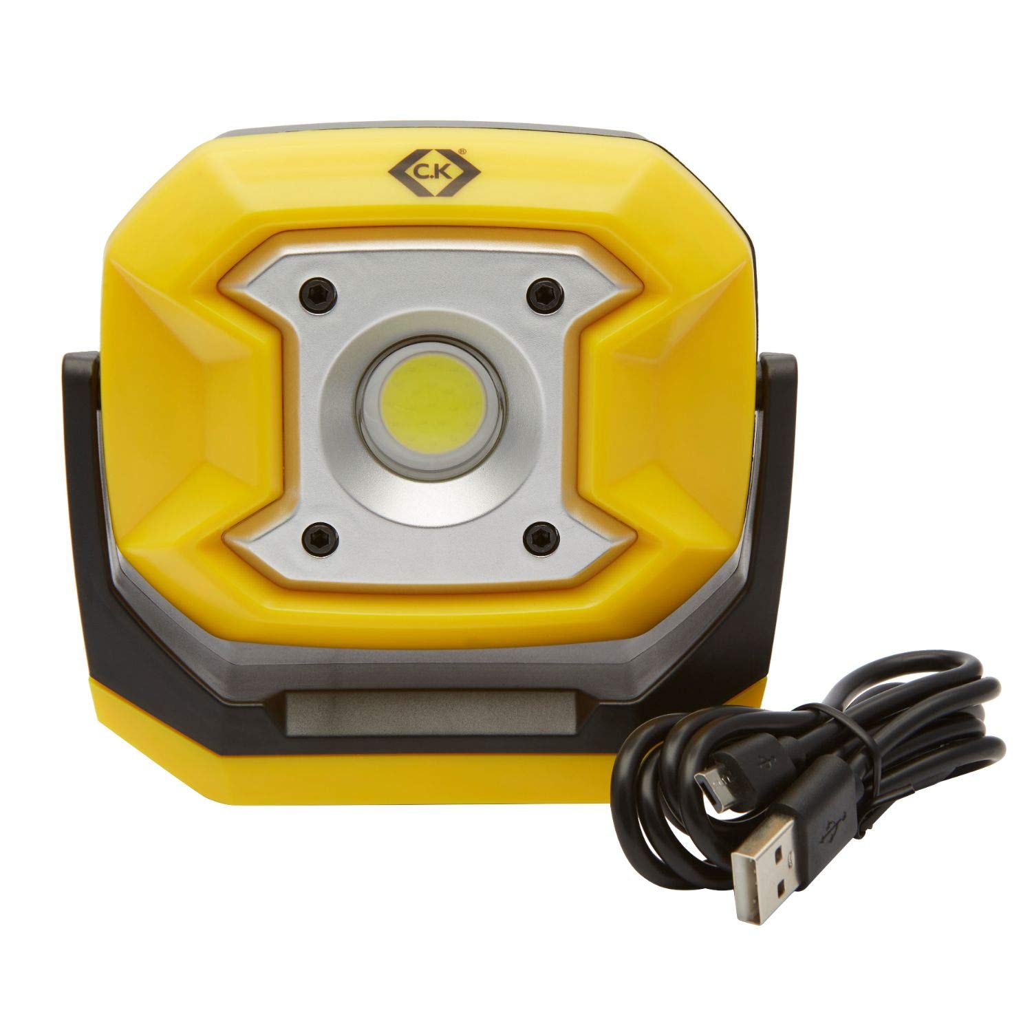 C.K 10W Rechargeable LED Site Light, High Power COB LED, 700 Lumens, 2 Lighting Modes: High, Dimmed, Magnetic Base, Yellow, Black