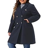 Agnes Orinda Womens Plus Size Winter Pea Coat Double Breasted Notch Lapel Long Trench Coats Jackets Trendy Dressy 2025