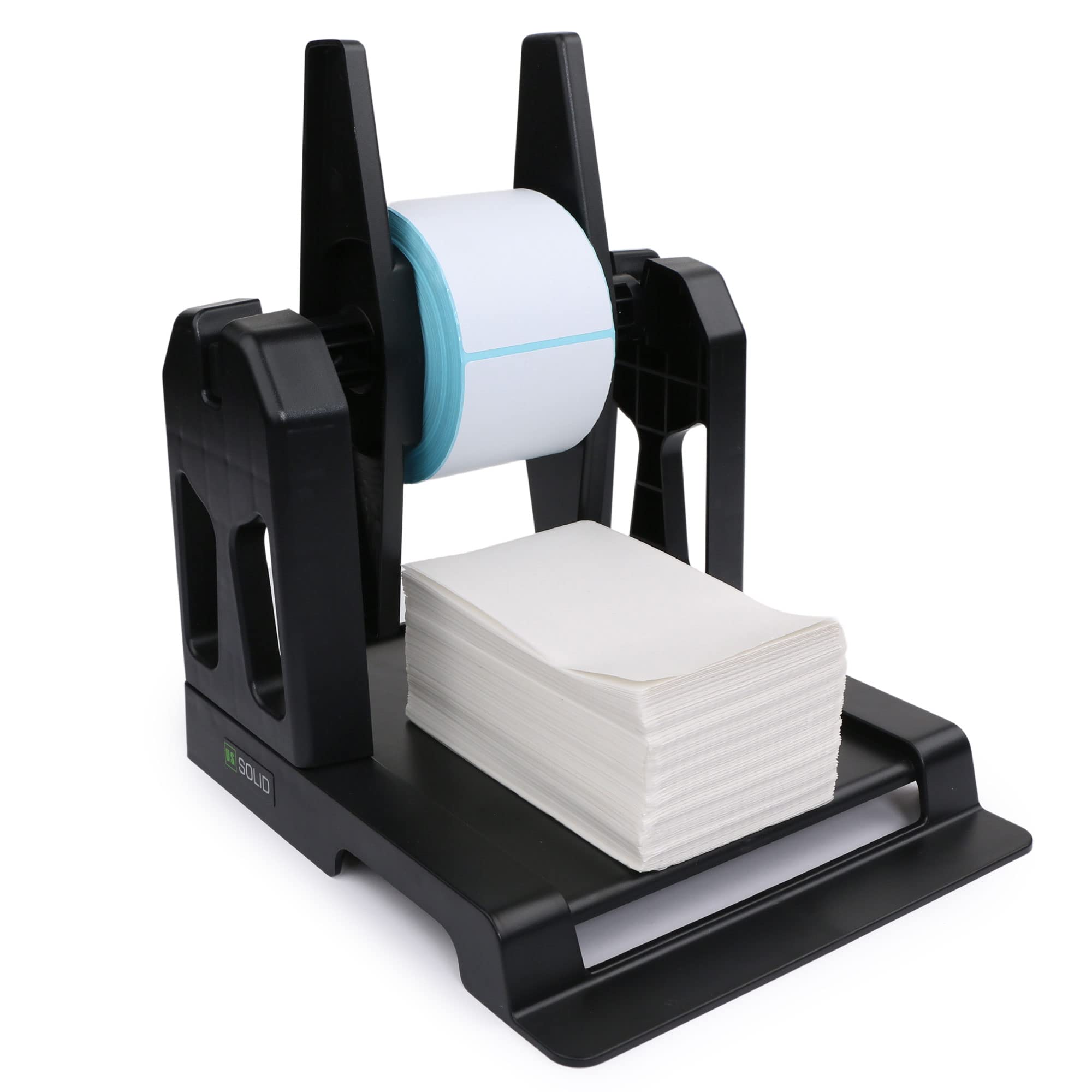 U.S. Solid Large Label Holder for Rolls and Fan-Fold Labels, 2 in 1 Desktop Shipping Label Roll Holder