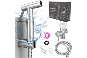 Aquadalus® Handheld Bidet Toilet Sprayer, Version 2.0 Stainless Steel Bathroom Bidet Sprayer Set, Brush Nickel Finish,Wall or