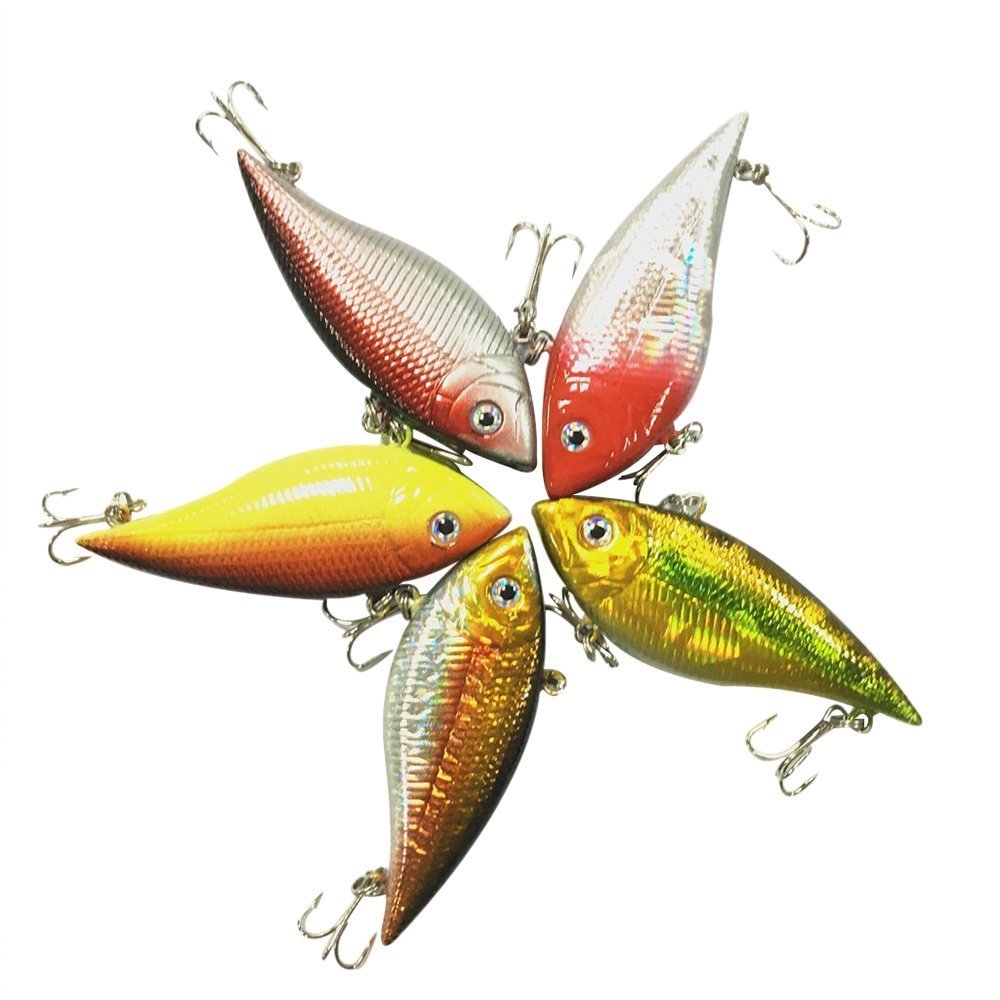 Lot 5pcs Minnow Hard Bait Fishing Lure With Two Hooks,7cm/2.76