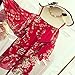 UNKE Women Chiffon Skirt Sling Off-shoulder Dress Gown Dress Summer Red Print