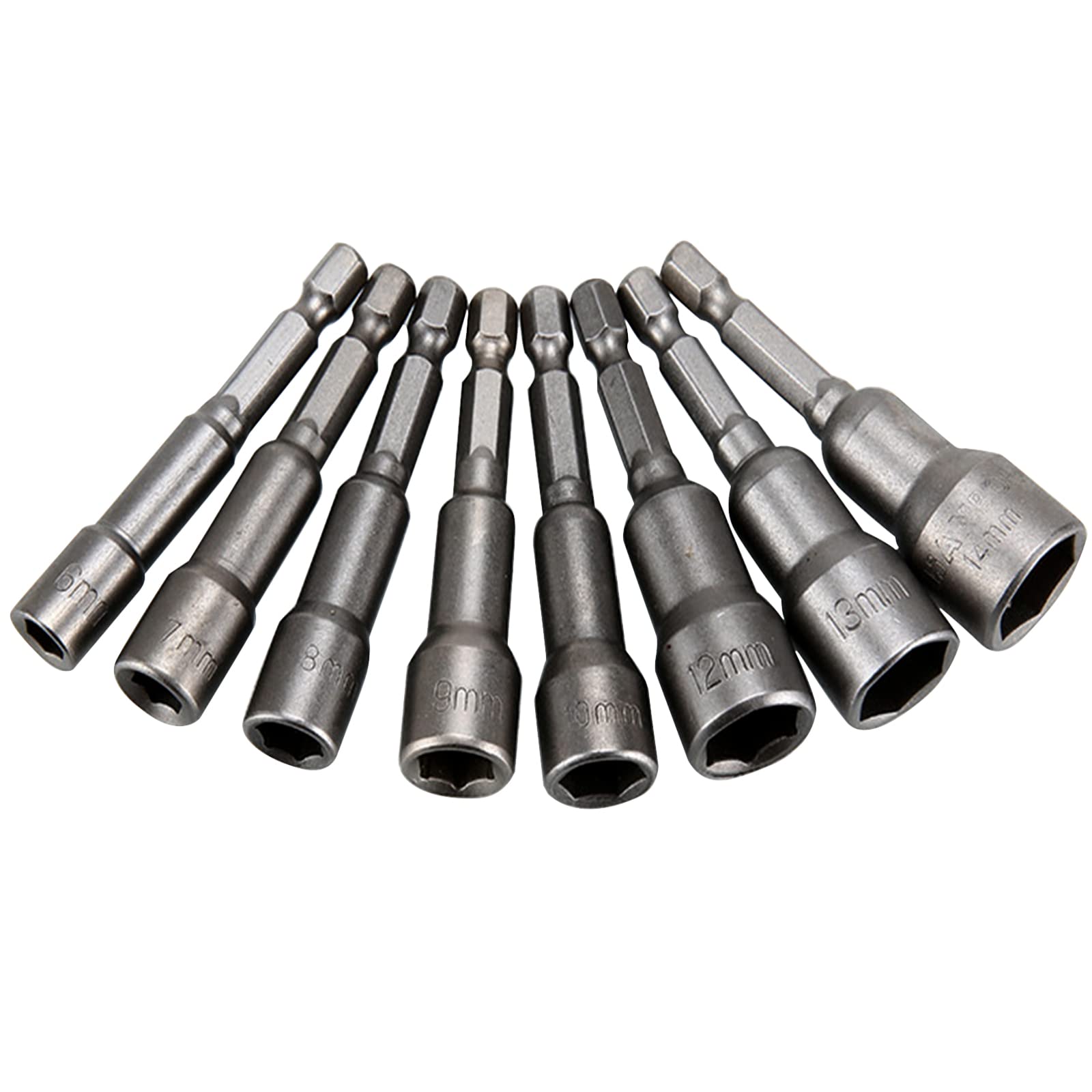 Jicyor 9PCS Nut Driver Set, Magnetic Hexagon Socket, 6-14mm Hex Shank Magnetic Nut Setter Driver, Hex Drill Bits,1/4 Inch Magnetic Drill Bit Set, Used to Electric Screwdriver Handle Tools