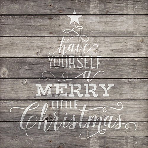 Have Yourself A Merry Little Christmas Stencil by StudioR12 | Tree with Star | Song Lyric | DIY Script Holiday Home Decor | Reusable Mylar Template | Craft & Paint Wood Signs | SELECT SIZE (20" x 20")