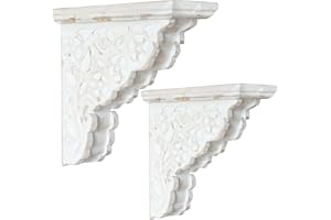 Z² BellaDecor Set of 2 Rustic Wood Corbels for Shelves Vintage Wooden Triangle Shelf Brackets with Hanging for Kitchen Cabinet Book Shelves Living Room Bedroom Shabby Chic Decor