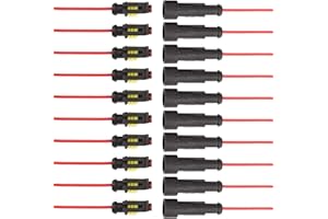 ZUOZE 10 Kits 1 Pin Car Connector Waterproof Electrical Connector, Male and Female Way 18 AWG Wire Plug Socket Kit for Truck, Motorcycle, Boat and Other Wire Connection