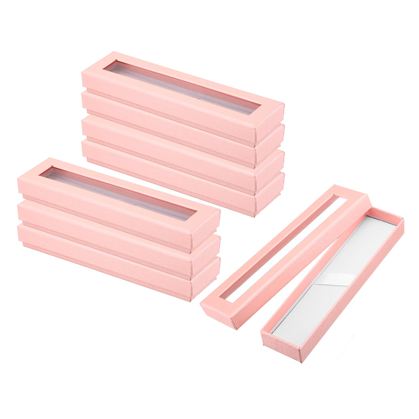 PATIKIL Pen Gift Box, 8 Pack Empty Pen Case Cardboard Case with Clear Window Pen Presentation Display Box for Pencil Ballpoint Jewelry Business Office, Pink