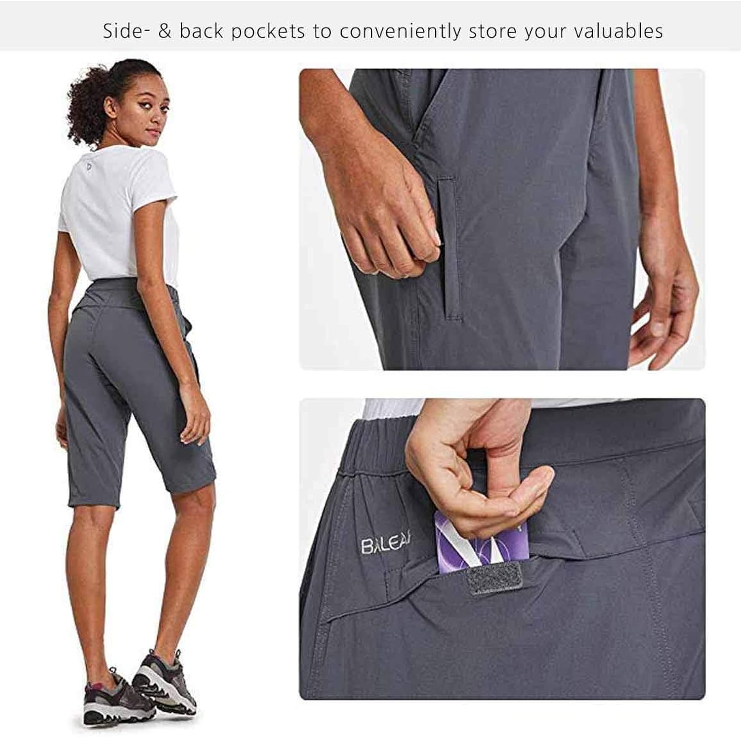 BALEAF Women's Quick Dry Stretch Hiking Camping Shorts Lightweight Water Resistant Summer Cargo Pants Travel: Clothing
