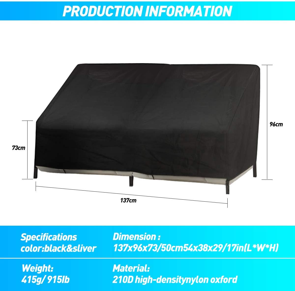 HASBEEN Patio Loveseat Sofa Covers Waterproof, Outdoor Furniture Covers 210D Oxford Cloth Cover UV Resistant 29" H x 54" W x 38" D: Kitchen & Dining