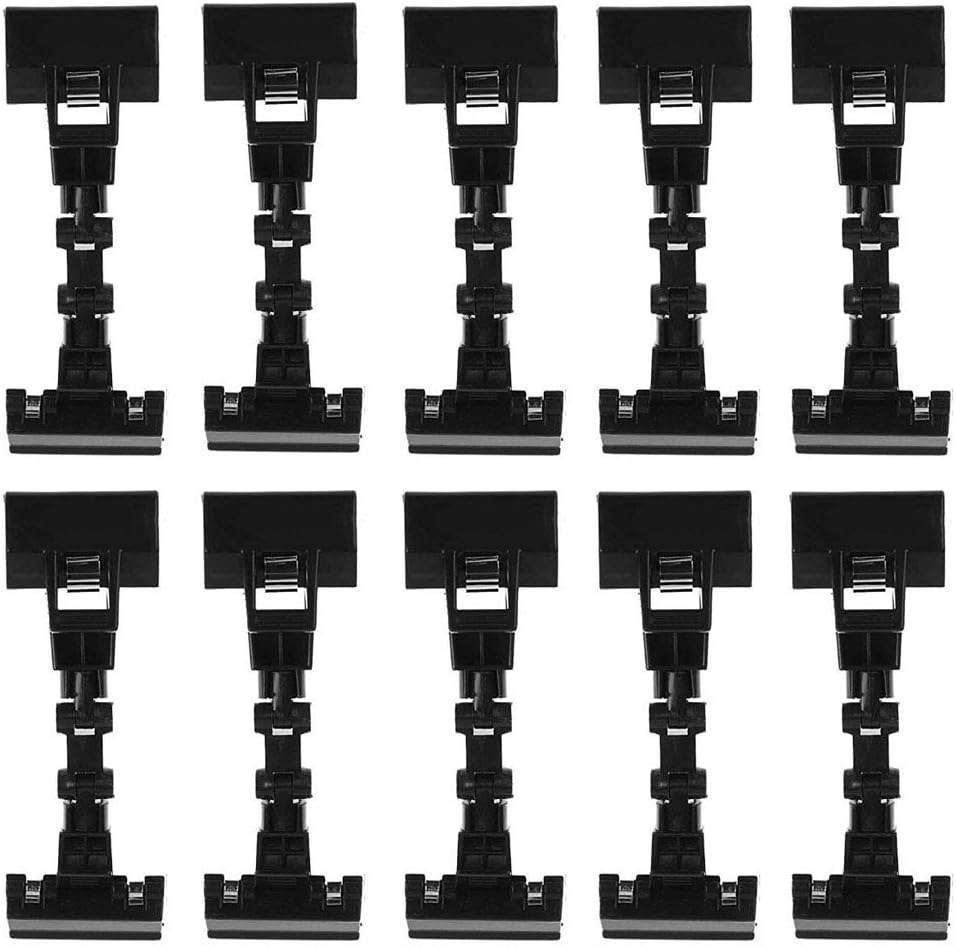 Liyafy 10pcs Sign Clip Advertising Tag Card Clip Label Price Tag Holder Price Talker Memo Clip Snap Clamps Display Rack Black