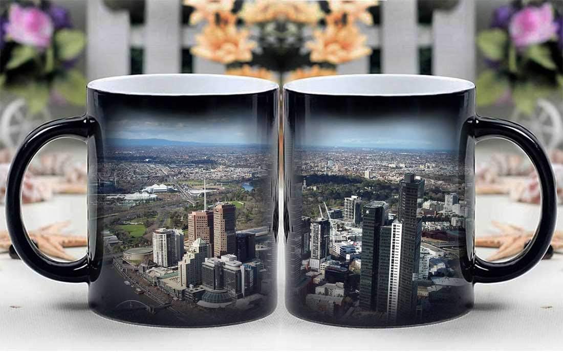Amymami Personalized Gifts Heat Changing Magic Coffee Mug - Buildings Eureka Tower Melbourne Skyscraper City