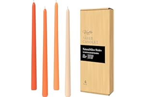 Viyffo Taper Candles 12 Inch Orange Set of 4 Unscented, Dripless, Smokeless Long Tall Tapered Candlesticks Wedding Home Decor Dinner Natural Color Series