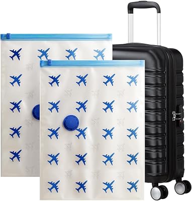 Sacchetti Sottovuoto da Viaggio Zaino Ryanair, 40x60 cm | Set 2 Buste per Vestiti, Trolley, Bagaglio a Mano 40x20x25 | Sacchi Salvaspazio vestiti e piumoni