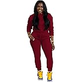 TOPSRANI Womens Two Piece Outfits Bodycon Tracksuit Sweatsuits Hoodie Solid Jogger Biker Workout Lounge Long Sleeve Pant Sets