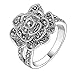 Mytys Black Band Rings for Women Silver Color Metal with Crystal Setting Eternity Ring Band NEW