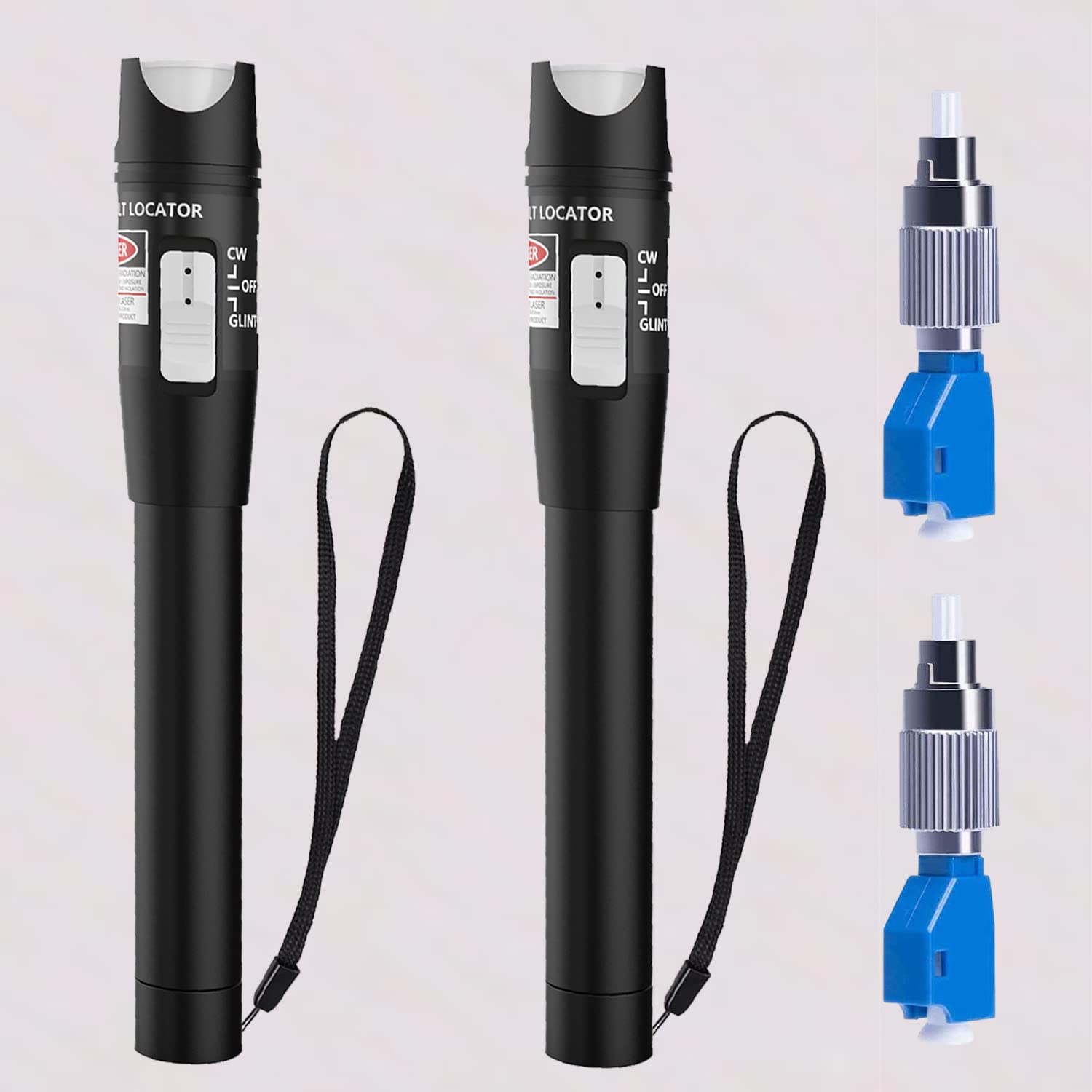2PCS Visual Fault Locator 30KM, Fibre Optic Tester with FC Male to LC Female Adapter, VFL Fiber Light Pen for Single Mode 9/125μm, LC/FC/SC/ST Cable Testing, Fibre Network Maintenance Toolkit