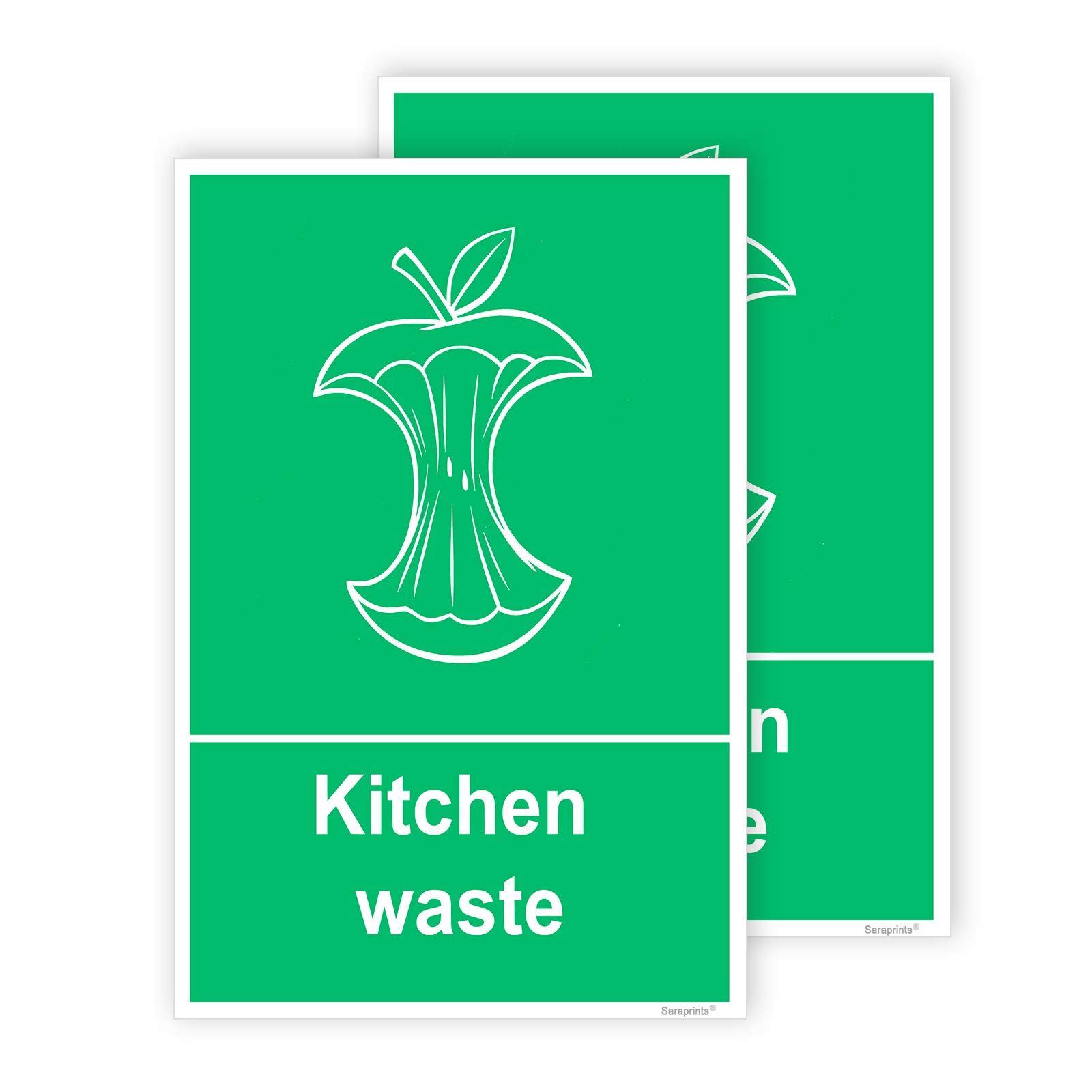 Pack of 2 Food Waste Sticker Self Adhesive (150 x 100 mm) Waterproof Kitchen Bin Stickers