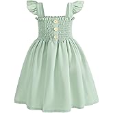 JEELLIGULAR Toddler Dress Ruffle Sleeveless Button Down Dress for Toddler Girl Dress Summer Beach Casual A-line Sundress