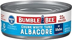 Bumble Bee Trozos de atún blanco blanco en agua, lata de 5 onzas, atún capturado en la naturaleza, 0.81 oz de proteína por po