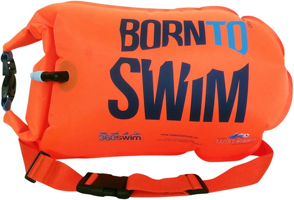 BORN TO SWIM SaferSwimmer Dry Bag and Buoy for Open Water Swimming and Triathlon • Robust Visibility Tow Float for Safer Swimming •