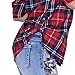 naafii Women's Roll Up Sleeve Plaid Shirt Casual Tops Loose Boyfriend Long Sleeve Blouse Top