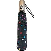 Totes NeverWet technology, Auto Open Auto Close, Colorful dots on Black 43" arc Umbrella,, Medium