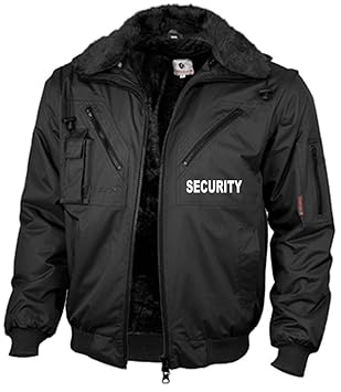 Dienstblouson / 4-in-1-Dienstjacke 'Four Seasons SECURITY', schwarz, bedruckt auf Brust und Rücken mit SECURITY, wasserdicht,