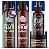Moerie Shampoo and Conditioner Plus Hair Mask and Spray Mega Pack – The Ultimate Growth Care – For Longer, Thicker, Fuller Hair - Volumizing Products – Paraben & Silicone Free - 4 items