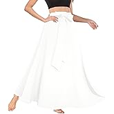 Afibi Women's High Waist Skirt Tie Front A-Line Flowy Long Maxi Skirts with Pockets