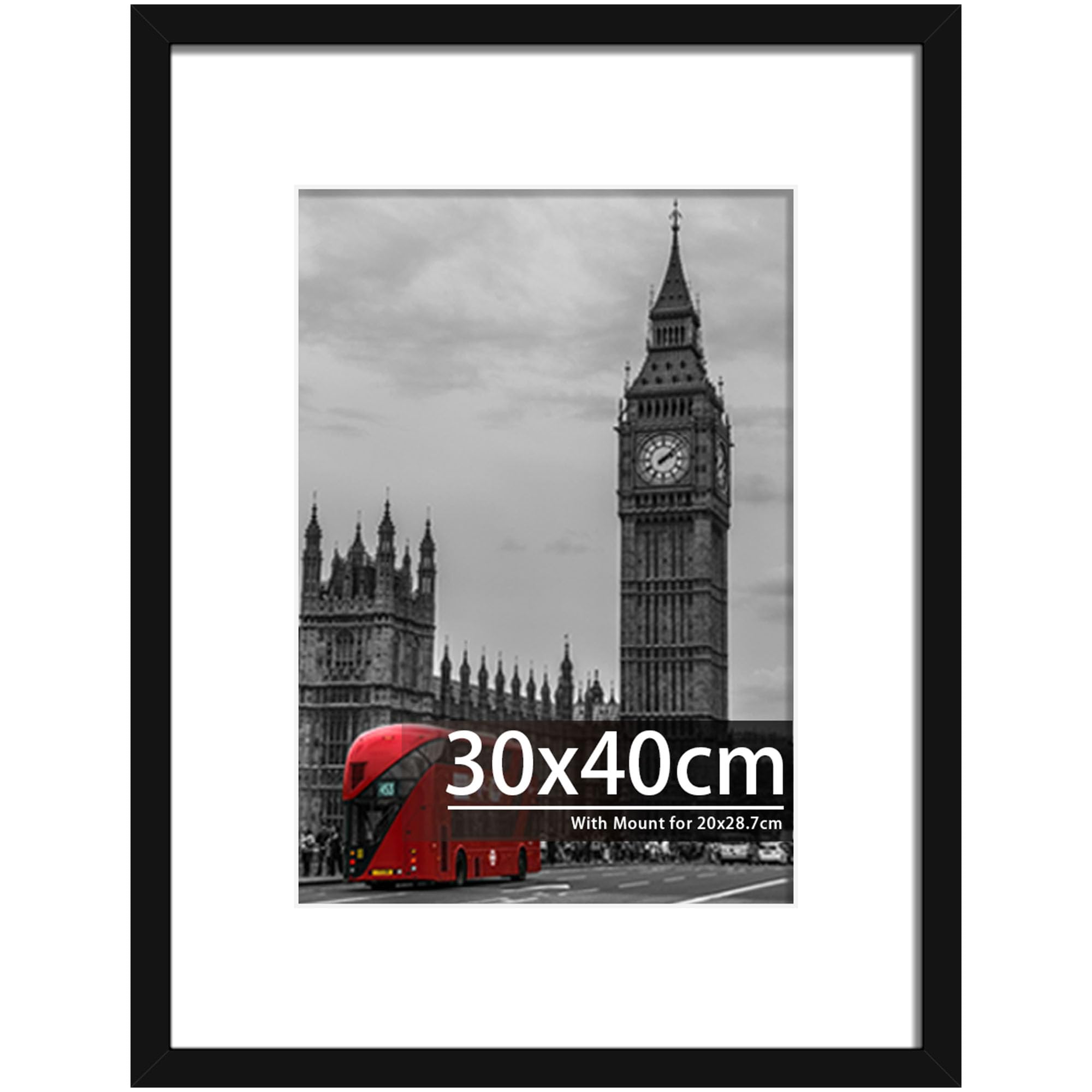 Tinkeps 30x40 Black Picture Frame - Engineered Wood and Plexiglass, 30x40 Frame with Mount for Prints, Photos, and Posters, Wall Mountable