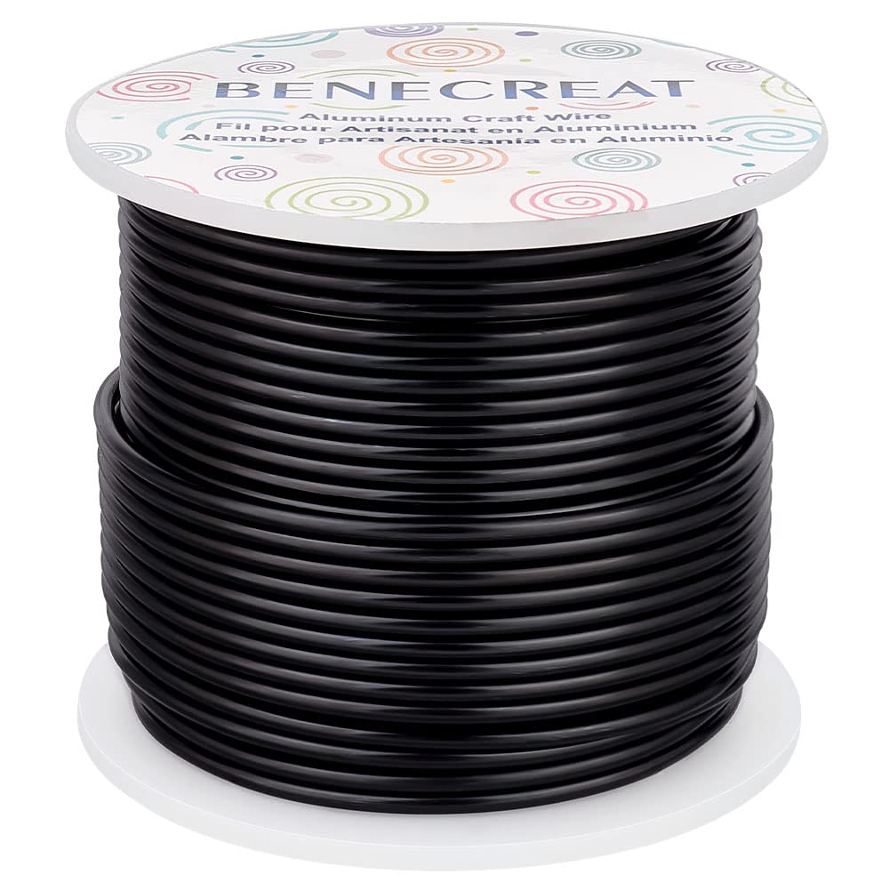 BENECREAT 12 Gauge (2mm) 100ft (30m) Anodized Jewelry Making Craft Aluminum Wire for Beading Floral Color Aluminum Wires - Black — image 1